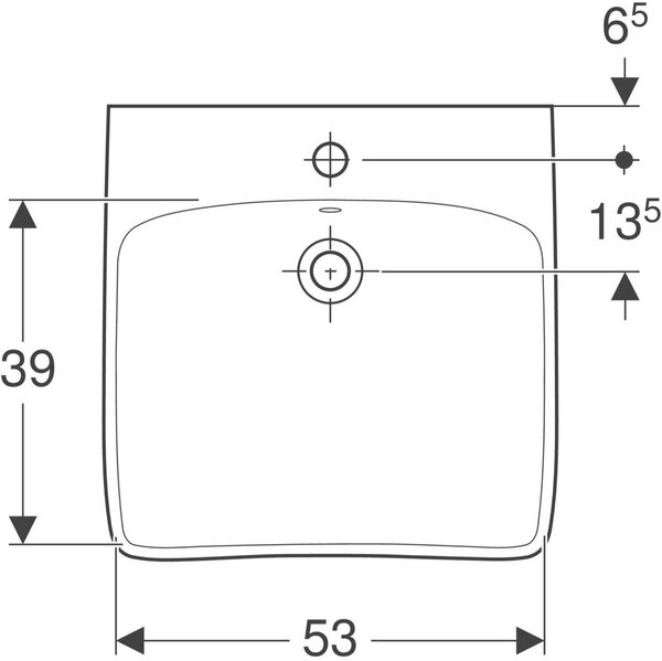 Geberit Selnova Comfort lavoar 60x55 cm dreptunghiular clasică pentru persoane cu dizabilități alb luciu 502.769.00.7