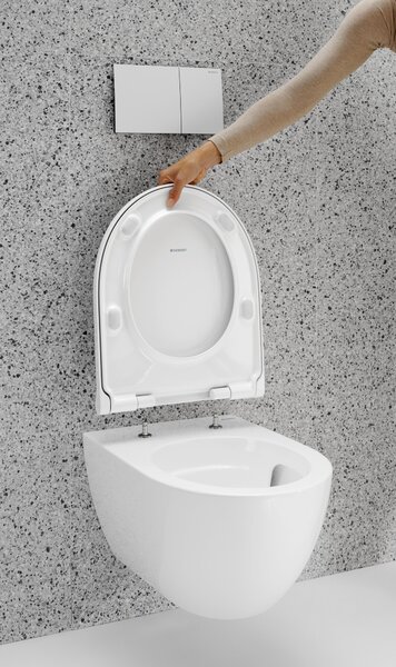 Geberit Acanto vas wc cu capac soft-close agăţat fără margine cu spălare turbionară alb 502.774.00.8