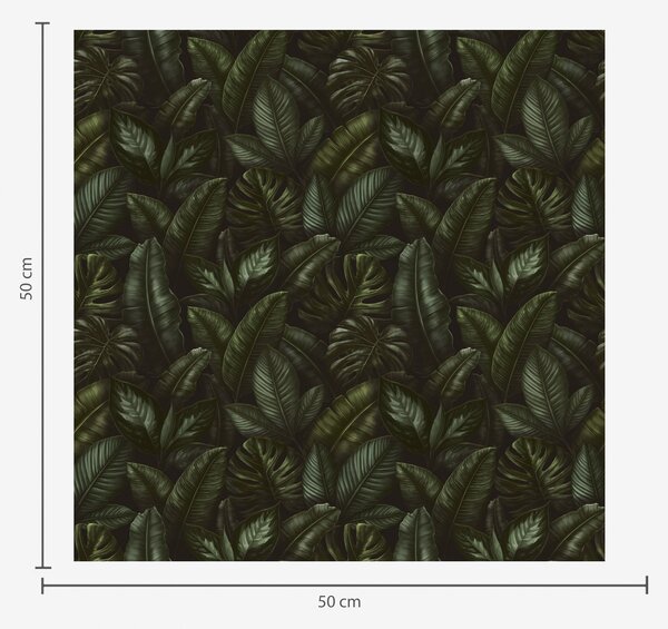 Tapet Frunze întunecate de junglă cu tonuri de verde intens, Tapet natura, Tapet frunze, a00251 : Uwalls.ro