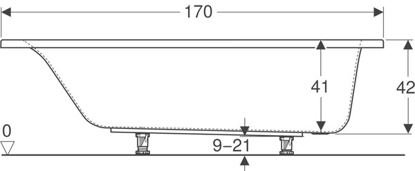 Geberit Selnova cada dreptunghiulară 170x70 cm alb 554.384.01.1