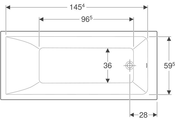 Geberit Selnova Square cada dreptunghiulară 160x70 cm alb 554.382.01.1