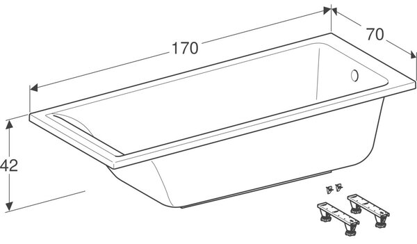 Geberit Selnova cada dreptunghiulară 170x70 cm alb 554.384.01.1