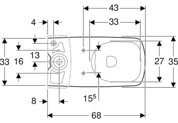 Geberit Selnova Square vas wc stativă fără margine alb 501.563.01.7