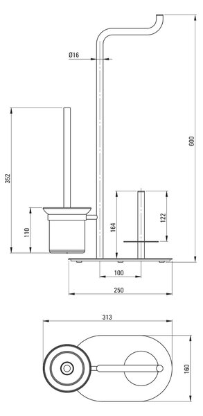 Deante Silia suport cu perie wc crom ADI0732