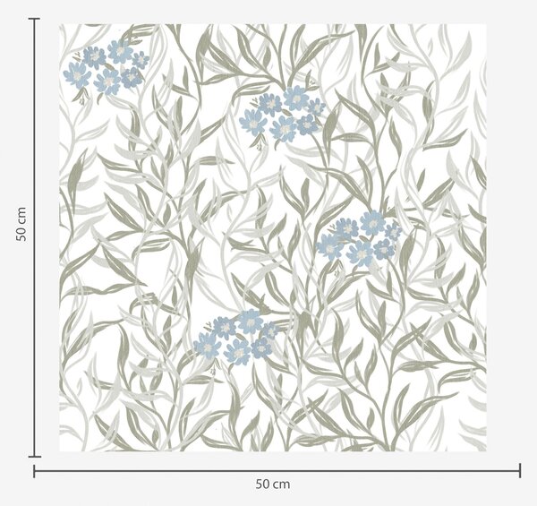 Tapet Imprimeu botanic ușor cu flori albastre, Tapet Provence, a00268 : Uwalls.ro