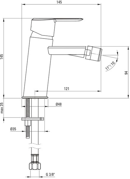 Deante Arnika baterie bideu stativ crom BQA030M