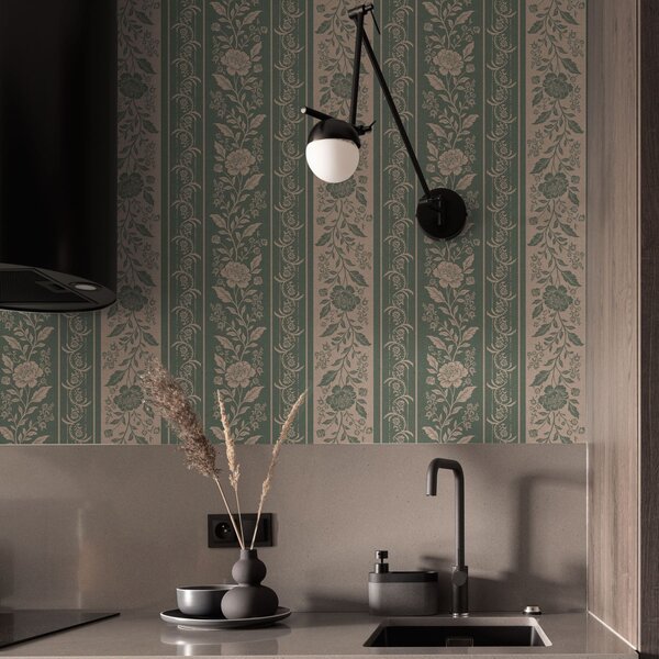 Tapet Dungi verticale cu model floral, Tapet flori, a00273 : Uwalls.ro
