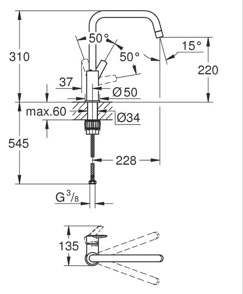 Grohe Start baterie bucătărie pe picior negru 304702430