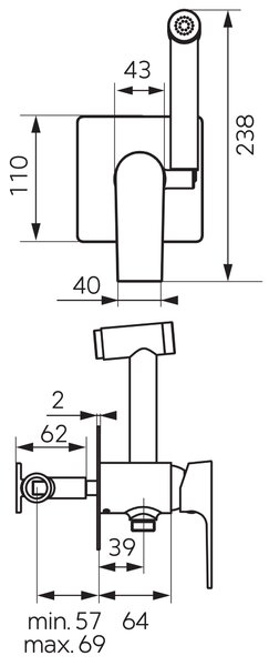 Ferro Algeo Square baterie bideu ascuns crom BAQ66P