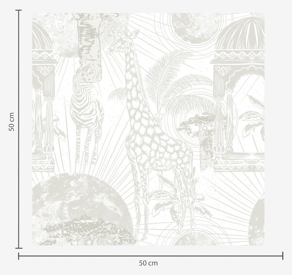 Tapet Ilustrație grafică cu girafă, zebră și palmieri, Tapet pentru copii, Tapet pentru băieți, a00276v1 : Uwalls.ro