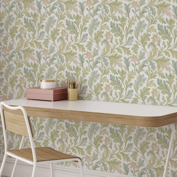 Tapet Ornament floral de epocă pe fundal alb, Tapet flori, a00277v2 : Uwalls.ro