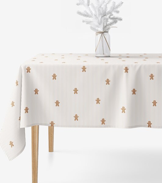 Goldea față de masă de crăciun 100% bumbac - turtă dulce cu dungi 80 x 80 cm