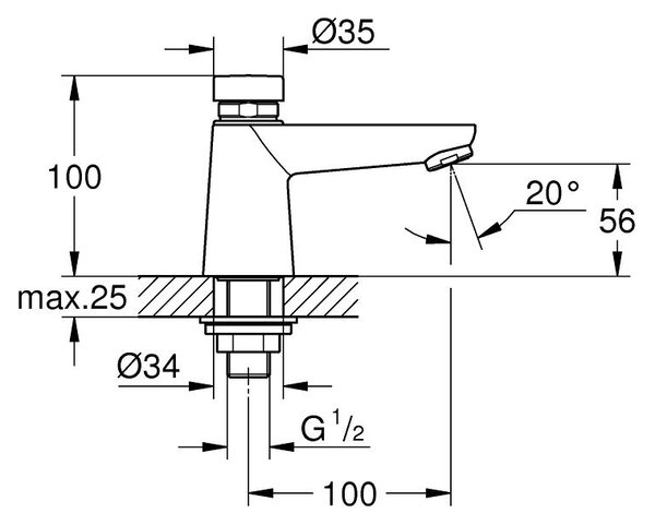 Grohe Euroeco supapă lavoar stativ cu presiune StarLight Chrome 36265000