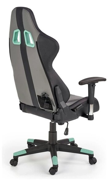 Scaun gaming FACTOR, negru/gri/verde, piele ecologica/material textil