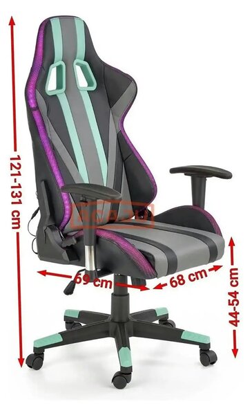 Scaun gaming FACTOR, negru/gri/verde, piele ecologica/material textil