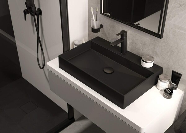 Deante Correo lavoar 60x40 cm dreptunghiular de blat negru mat CQR_NU6S