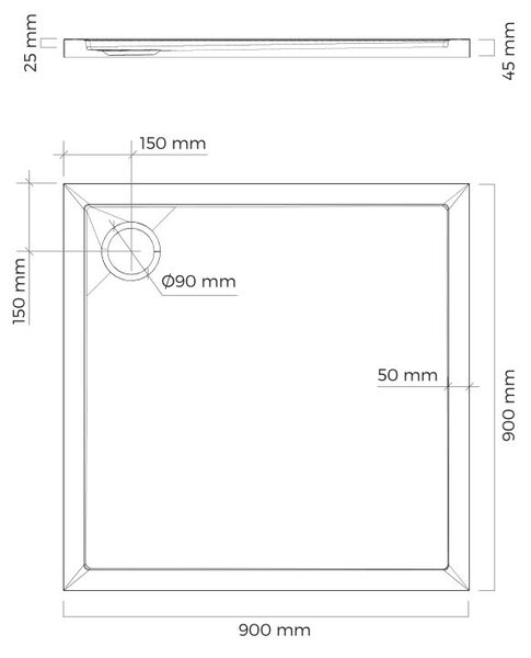 Oltens Superior cădiță de duș pătrată 90x90 cm negru 17001300