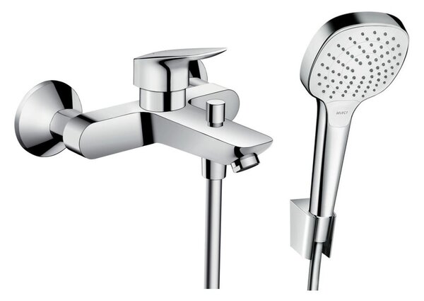Set baterie cadă-duș Hansgrohe Logis 71400000, set de duș Hansgrohe Croma 26425400