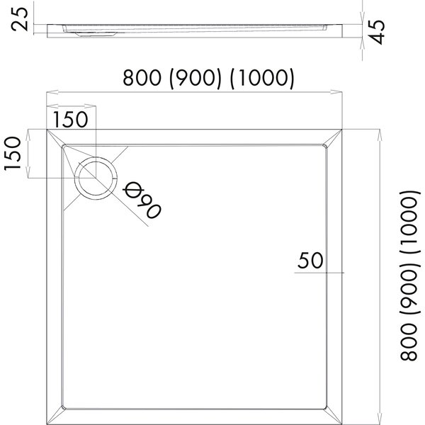 Oltens Superior cădiță de duș pătrată 90x90 cm alb 17001000
