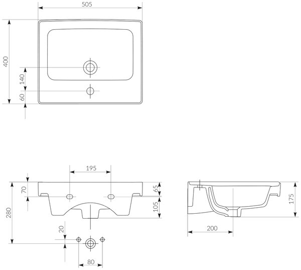 Set dulap Cersanit Crea S924-007, lavoar Cersanit Crea K114-005