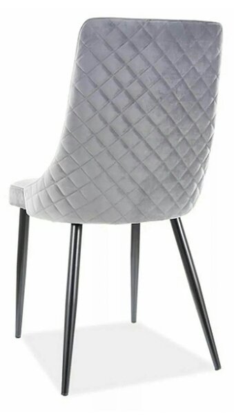 Scaun tapitat PIANO B, gri/negru, stofa catifelata/metal, 47x44x93 cm