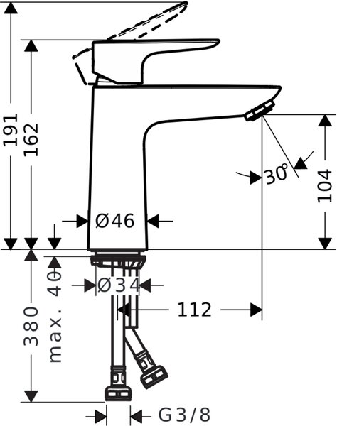 Hansgrohe Talis E baterie lavoar stativ negru 71714670