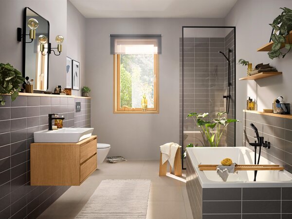 Hansgrohe Rebris E baterie lavoar stativ negru 72559670