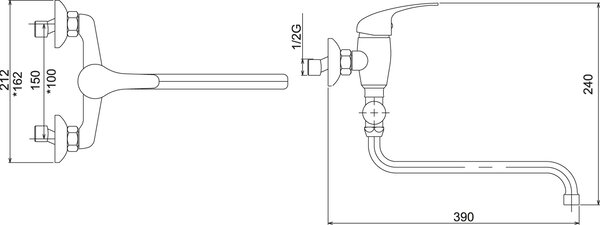 Novaservis Titania Iris, baterie panou fara dus 150 mm, crom, 92071/1.0