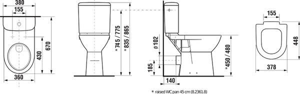 Jika Deep by Jika vas wc compact pentru persoane cu dizabilități alb H8236160000001