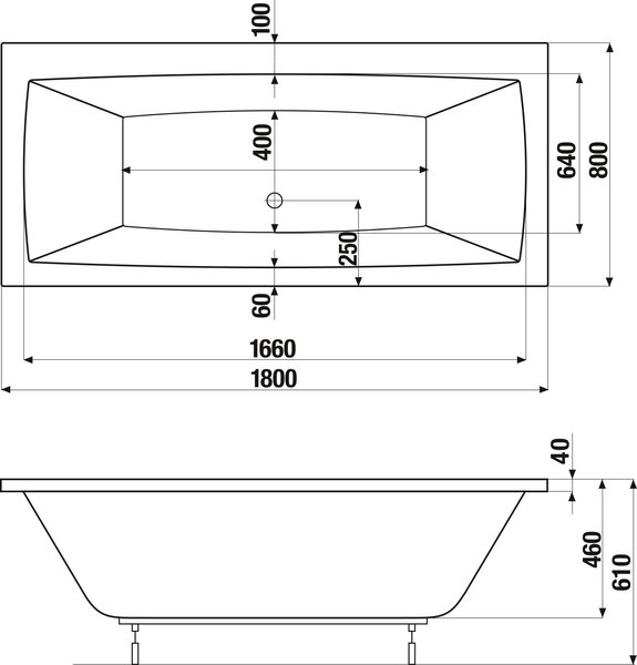 Jika Cubito cada dreptunghiulară 180x80 cm alb H2254200000001
