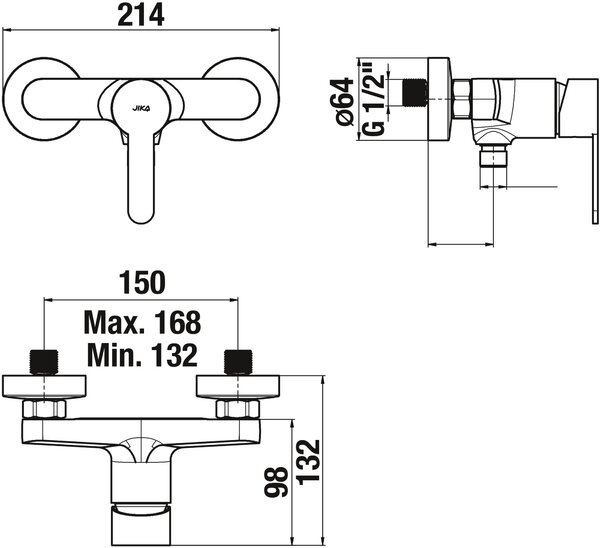 Jika Lyra Plus baterie de duș perete crom H3311Z70044001