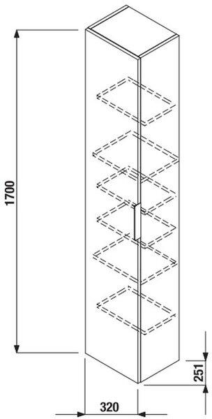 Jika Cube dulap 32x25.1x170 cm laterala pe perete alb H4537211763001