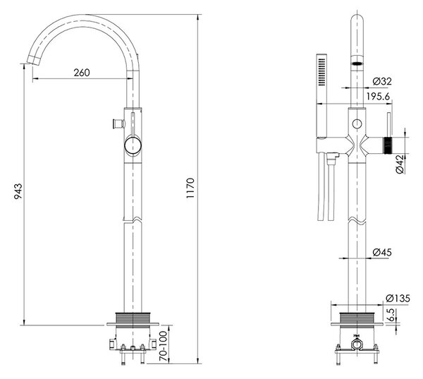 Ksuro 01 baterie cadă-duș stativ crom 13003010