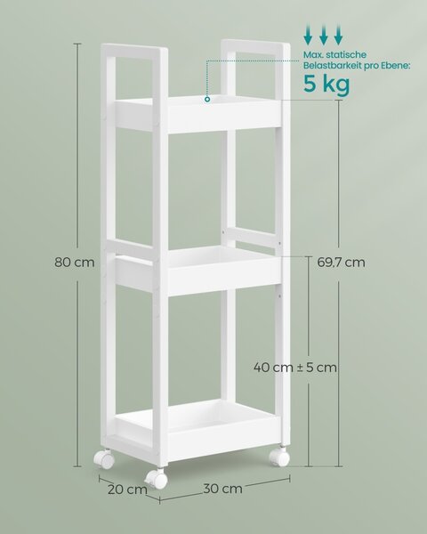 Raft pentru baie Songmics Alb 30x20x80 cm