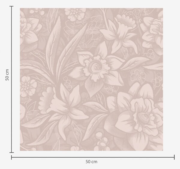 Tapet Design floral monocrom cu narcise pe un fundal crem, Tapet flori, a00294 : Uwalls.ro