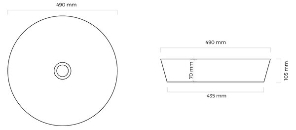 Ksuro 105 lavoar 49x49 cm rotund de blat alb luciu 20011000