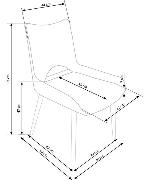 Scaun K369, gri inchis/negru, stofa clasica/otel, 48x58x92 cm