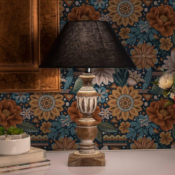 Tapet Flori decorative luminoase cu elemente geometrice, Tapet flori, a00305 : Uwalls.ro