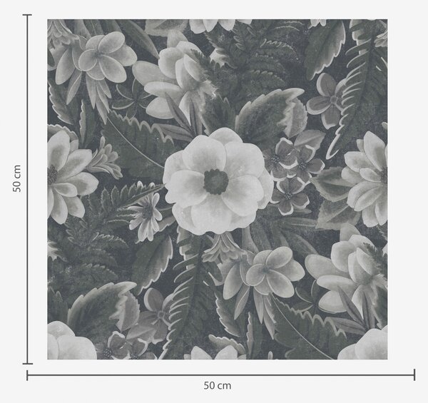 Tapet Model floral gri și alb cu efect retro, Tapet flori, a00307 : Uwalls.ro