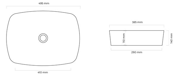 Ksuro 103 lavoar 49.5x38.5 cm dreptunghiular de blat alb luciu 20008000