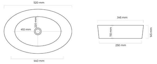 Ksuro 104 lavoar 52x34.5 cm ovale de blat alb luciu 20010000