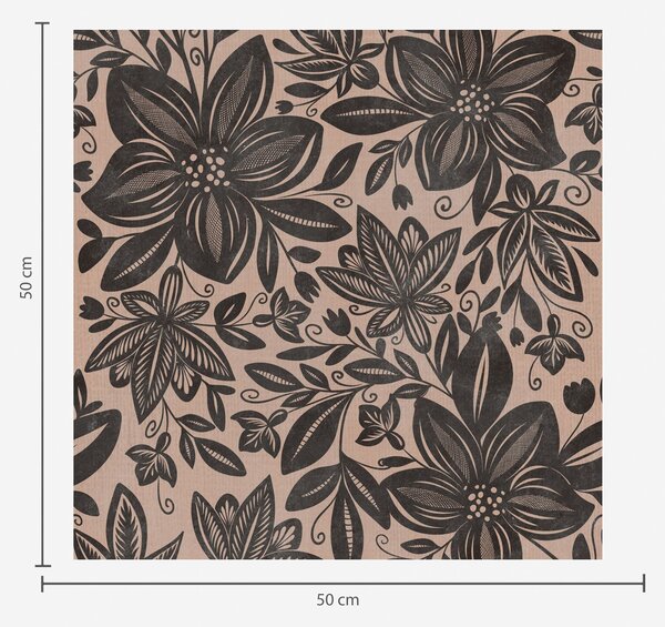 Tapet Model floral etnic negru și roz și model floral etnic roz, Tapet flori, a00351 : Uwalls.ro
