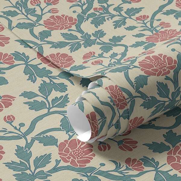 Tapet Flori ornamentale roz pe un fundal bej, Tapet flori, a00414 : Uwalls.ro