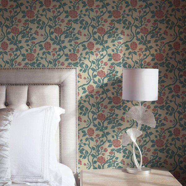 Tapet Flori ornamentale roz pe un fundal bej, Tapet flori, a00414 : Uwalls.ro