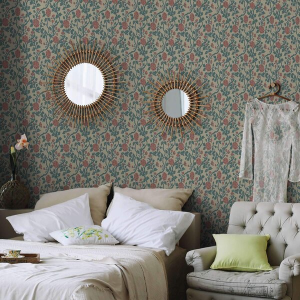 Tapet Flori ornamentale roz pe un fundal bej, Tapet flori, a00414 : Uwalls.ro
