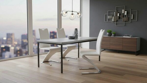 Scaun tapitat K188, alb/crom, piele ecologica/metal, 45X63X101 CM