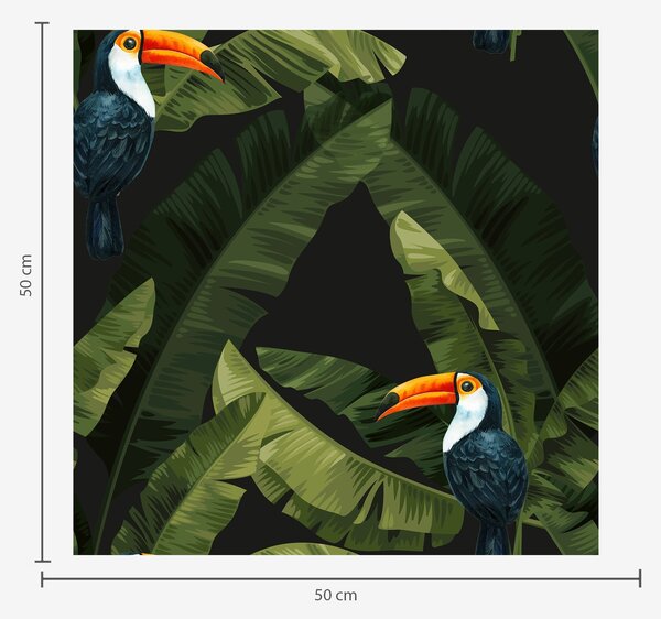 Tapet Toucan în frunze tropicale, Tapet animale, Tapet păsări, a00415 : Uwalls.ro