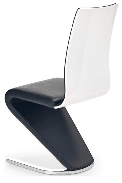 Scaun tapitat K194, negru/alb/crom, piele ecologica/metal, 45X58X99 CM