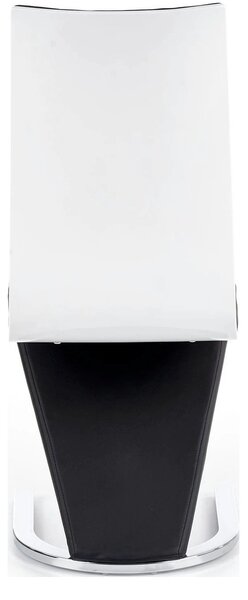 Scaun tapitat K194, negru/alb/crom, piele ecologica/metal, 45X58X99 CM