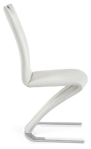Scaun tapitat K188, alb/crom, piele ecologica/metal, 45X63X101 CM